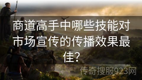 商道高手中哪些技能对市场宣传的传播效果最佳？